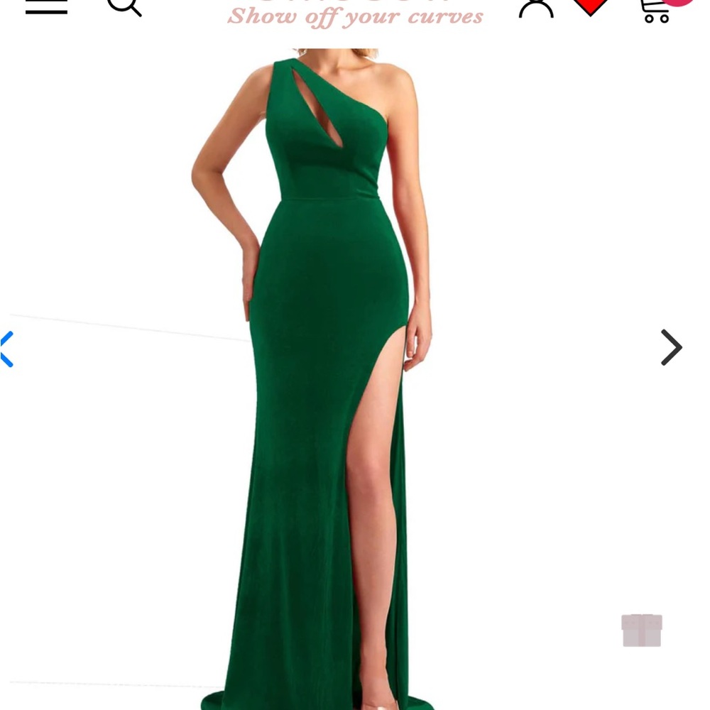 Elegant Green One-Shoulder Evening Dress